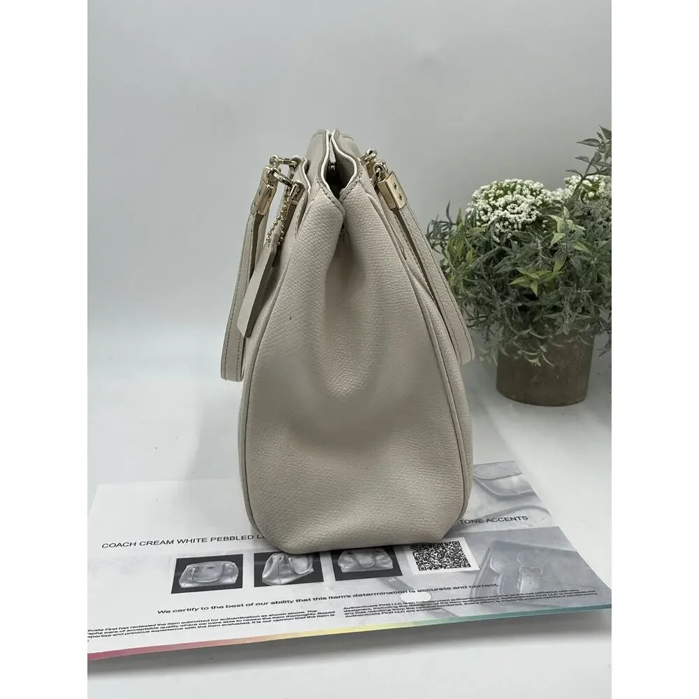 Coach F34663 Authenticated Minetta Chalk Cross-grained Leather Handbag‎ Purse